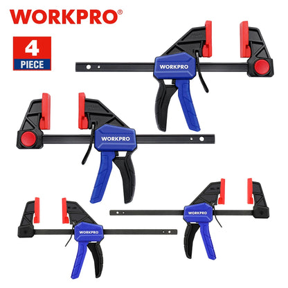 WORKPRO 4 Piece Bar Clamp Set Woodworking Work Bar F Clamp Clip Set 4.5-inch & 6-inch DIY Carpentry Hand Tool Gadget
