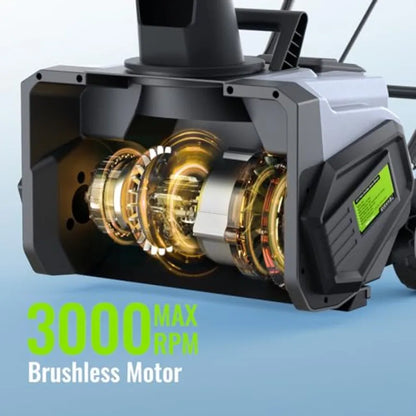 Cordless Snow Blower Electric Snow Thrower 19 Inch 40V 4.0Ah Battery Powered Snow Removal 1500W Brushless Motor 25FT Throw Dist