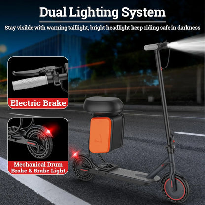 LADPED Electric Scooter 350W Motor 36V 5.2Ah Battery app Control 19mph Max Speed Up to 16miles Range Foldable Scooter with Seat