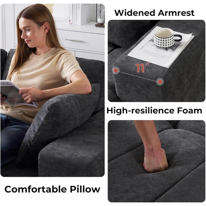 105" Cloud Modular Sectional Couch,Chenille Boneless Couches with Deep Seat,Upholstered L-Shape Sofa with Chaise