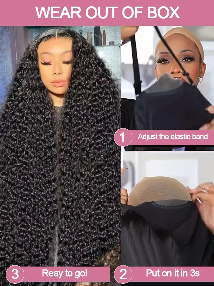 30 40 Inch Water Wave Curly 7x5 13x4 Glueless Wig Human Hair 13x6 HD Lace Frontal Wig Pre Cut Wear Go Deep Wave Front Wig 300%