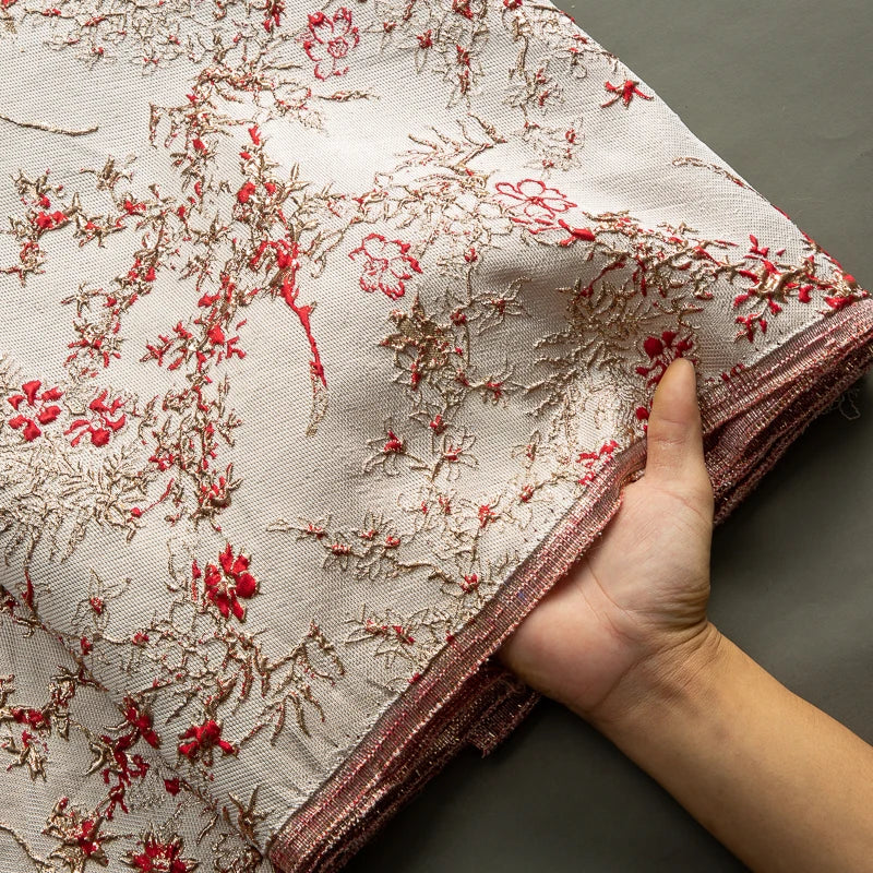 SJD LACE African Lace Fabric 2025 High Quality French Gild Brocade Jacquard Lace Fabric For Women Wedding Party Dresses Sew 3464