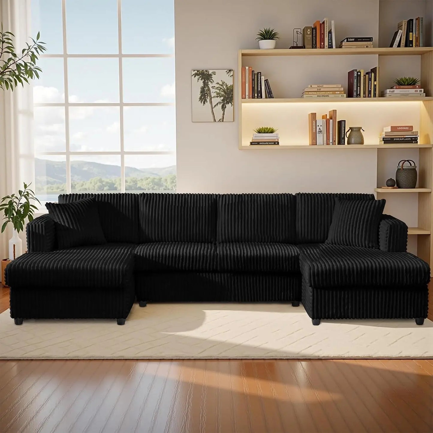 123" U-Shaped Sectional Sofa: Two L-Shape Chaise | 2 Cloud Couch Sectional with Two Pillows | Couches for Living Room,Customized