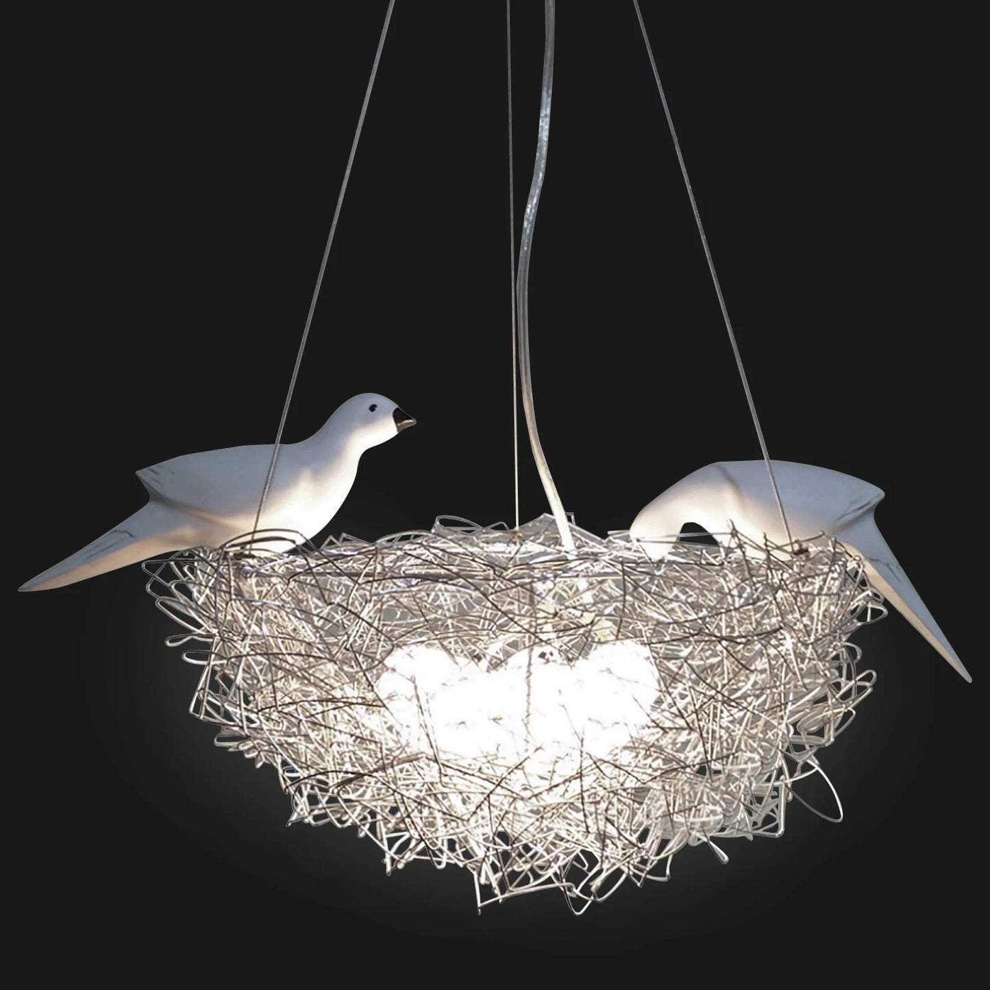 5 Light Woven Nest Chandelier Light Contemporary Metal Pendant Lamp with Bird Accents Creative LED Hanging Ceiling Light Fixtur