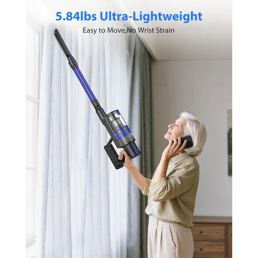 Cordless Vacuum Cleaner 45KPA Stick Vacuum Cleaners for Home 6-in-1 Rechargeable Lightweight Vacuum with Powerful Suction for C