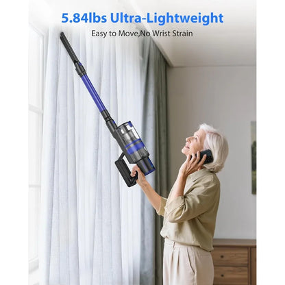 Cordless Vacuum Cleaner 45KPA Stick Vacuum Cleaners for Home 6-in-1 Rechargeable Lightweight Vacuum with Powerful Suction for C