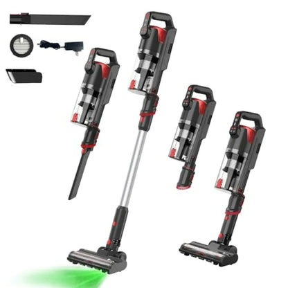 Cordless Vacuum Cleaner with Self-Standing,45KPA Stick Vacuum, 88,000RPM Brushless Motor & LED Display, Anti-Tangle, Lightweight