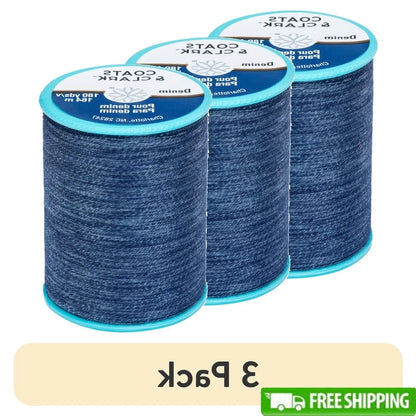 3 Pack Cotton Covered Polyester Denim Thread 180 Yards Ideal for Sewing Mending Jeans Hand Machine Use Premium Quality Thread