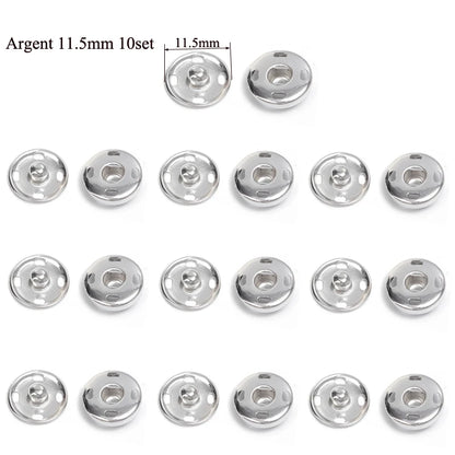 10/50Set 10-21mm Metal Sew-on Snap Buttons Black Silver Color DIY Sewing Clothing Snap Fastener Buttons Craft Press Studs Button