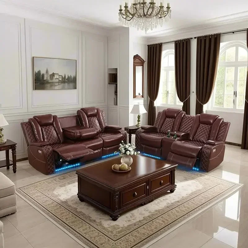 RPD4-Recliner sofa.Black Power Recliner Sofa Set for Living Room