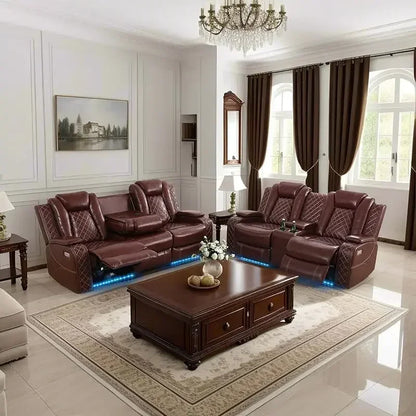 RPD4-Recliner sofa.Black Power Recliner Sofa Set for Living Room
