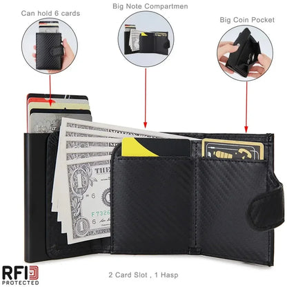 Rfid Microfiber Leather Men Wallets Fashion Card Holder Trifold Wallet Money Bags Smart Slim Thin Coin Pocket Wallet Purse
