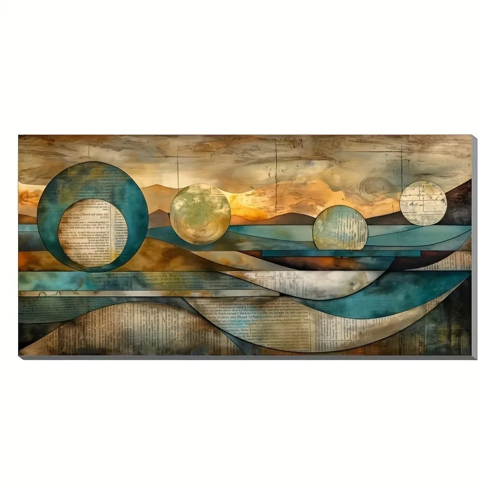 Art Deco Modern Contemporary Frame Canvas wall art, pine frame, wax canvas painted wood frame - thickness 1.5 inches