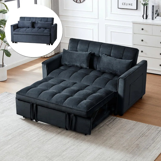 3 in 1 Convertible Sleeper Sofa Bed, Futon Couches for Living Room with Side Pocket | Adjustable Backrest| Velvet, Customized