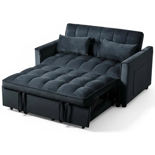 3 in 1 Convertible Sleeper Sofa Bed, Futon Couches for Living Room with Side Pocket | Adjustable Backrest| Velvet, Customized