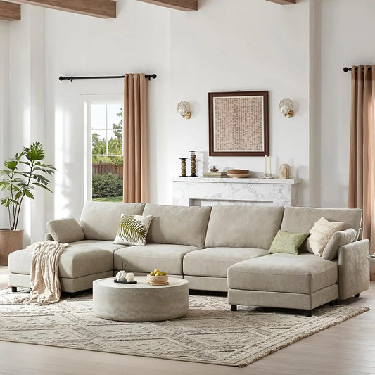 U Shaped Modular Sectional Sofa with 2 Ottoman, Modern Cloud Couch for Living Room and Apartment, 6 Seat Extra Comfty Sofa, Remo