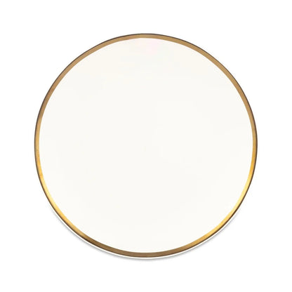 Stylish Stoneware Salad Plate with Gold Rim Round Ceramic Plate Appetizers Desserts Durable Dishwasher Safe Elegant Dining Use