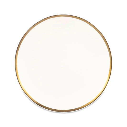Stylish Stoneware Salad Plate with Gold Rim Round Ceramic Plate Appetizers Desserts Durable Dishwasher Safe Elegant Dining Use