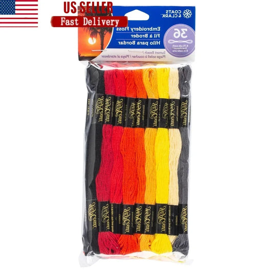 36 Skeins 100% Cotton Embroidery Floss Value Pack 8.75 Yds Cross Stitch Quilting Needlecrafts Sunset Colors
