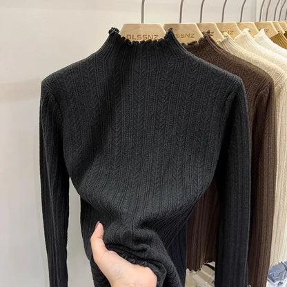 Autumn Winter chic Bottom Sweaters Women Fashion Turtleneck Pullover Slim Long Sleeve Knitted Jumpers Soft Warm Pull Femme Top