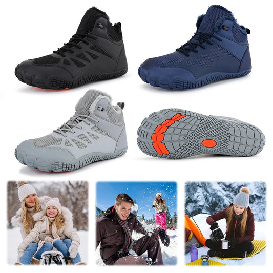 Womens Mens Hiking Boots Waterproof Winter Snow Boots Fur Lined Walking Shoes Anti-Slip Outdoor Booties