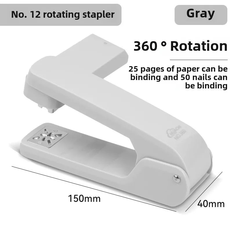 Large 360 Degree Rotatable Stapler for Students Home Office Use Stapling Machine Strong Clutch Large Capacity Staple Extractor