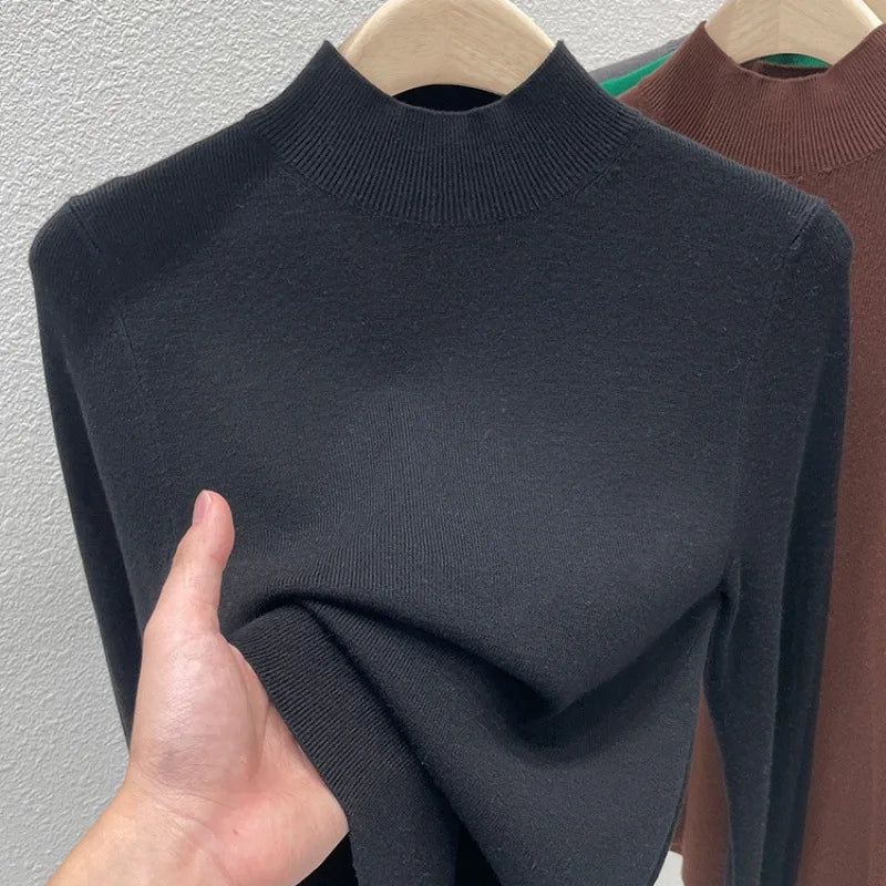 AOSSVIAO Women Autumn Winter 2025 Fashion Turtleneck Jumpers Female Slim Fit Sweater Ladies Solid Color Knitted Soft Pullovers