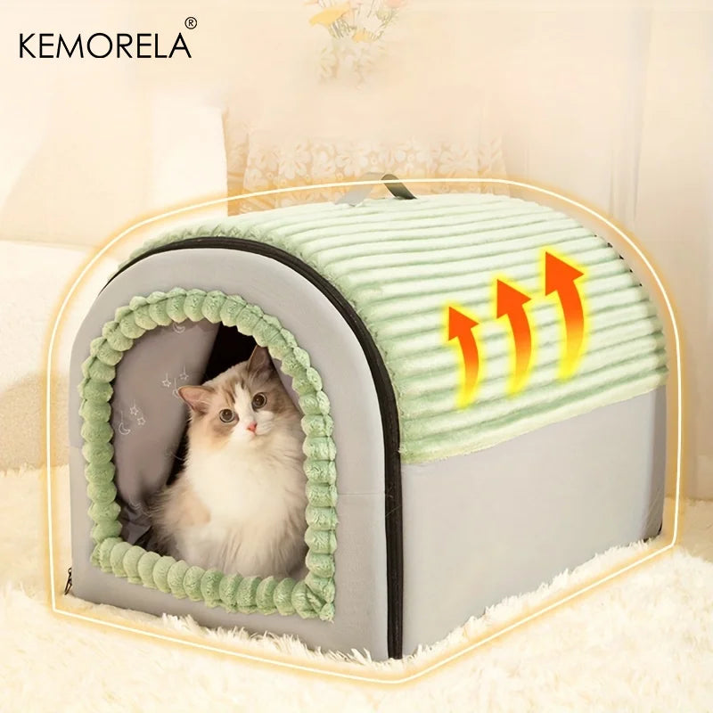 All-Season Enclosed Pet Bed Thickened Portable Dog House & Cat Tent with Washable Bedding Needed Bed for Small Medium Large Dogs