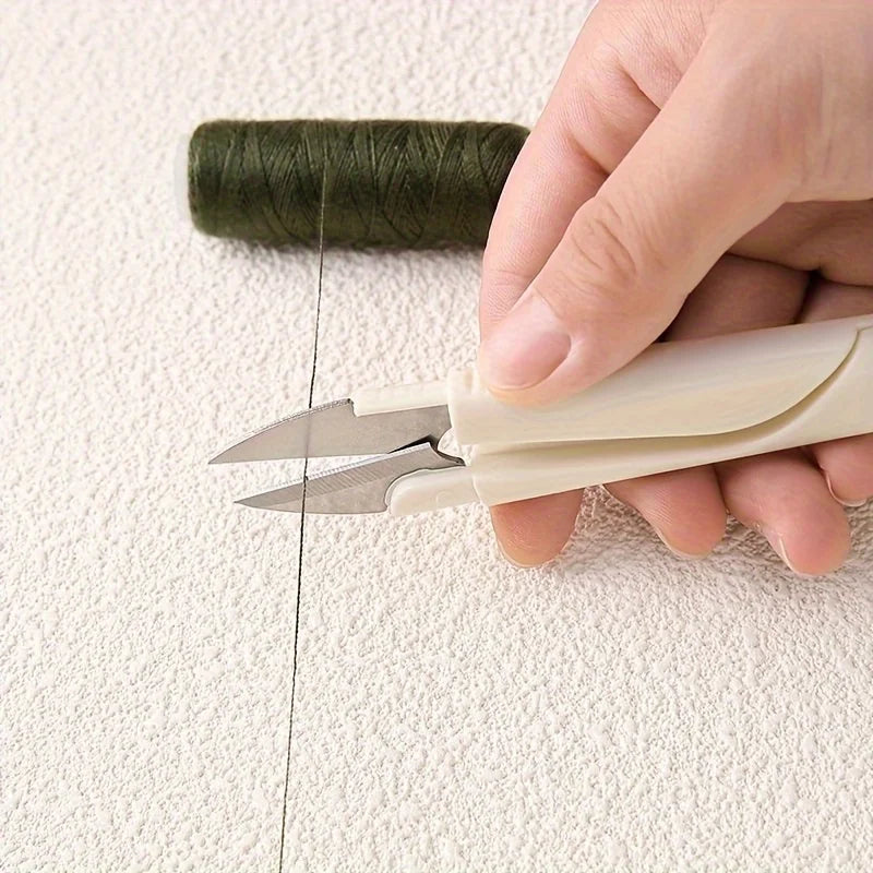 2-piece set - U-shaped scissors with safety handle - durable plastic thread and embroidery scissors for precise cutting, ideal V