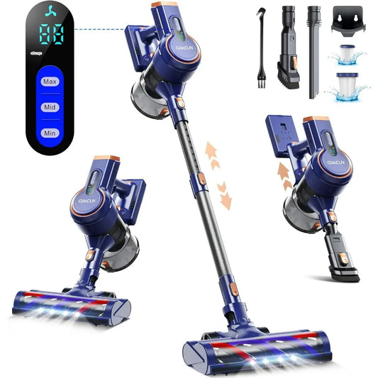 Cordless Vacuum Cleaner, 23kpa Powerful Lightweight Stick Vac with LED Headlights, 3 Modes, 45 Mins Runtime, Rechargeable Portab