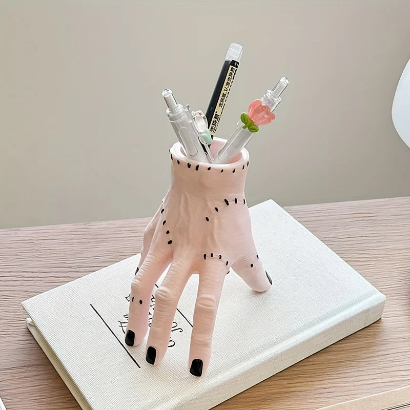 1Pc Hand Shaped Resin Pen Holder  Durable Portable And Stylish Storage Holder For Pencil Pen And Stationery Makeup Brush Storage