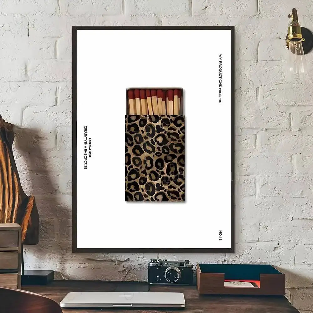 Leopard And Pink Fashion Women And Leopard Wall Art Poster Self-adhesive Art Waterproof Paper Sticker Coffee House Bar Room Wall