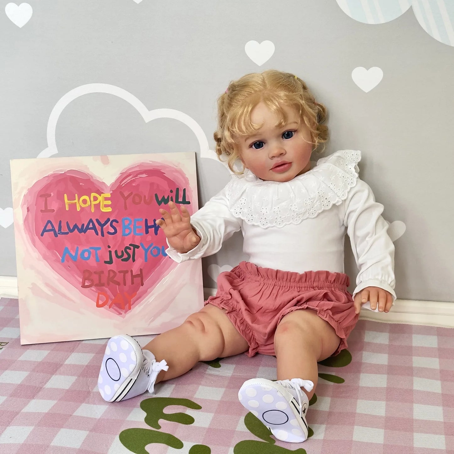 1PC 26inches Pippa Already Painted Finished Doll Reborn Toddler Huge Baby Siz Lifelike Soft Touch