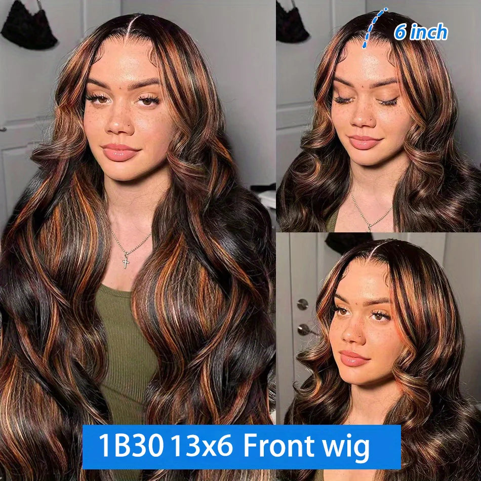 1b30 Black Brown Lace Front 13x4 Body Wave Wigs  P427 Highlight Ombre 100% Human Hair 13x6 HD Lace Frontal Blonde Colored Wig