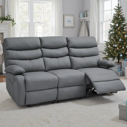 Manual 3 Seat Reclining Sofa Leather 3-Seater Manual Reclining Couch with Overstuffed Arms 3 Seater Couch Recliner, Customized