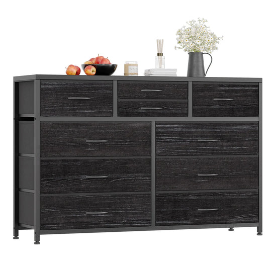 Dresser with 10 Drawers TV Stand Entertainment Center for Bedroom Entryway,Metal Frame
