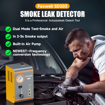 FOXWELL SD203 Automotive EVAP Smoke Leak Detector 12V Built-in Air Pump Vacuum Leak Detection Pipe Leakage Diagnostic Tester