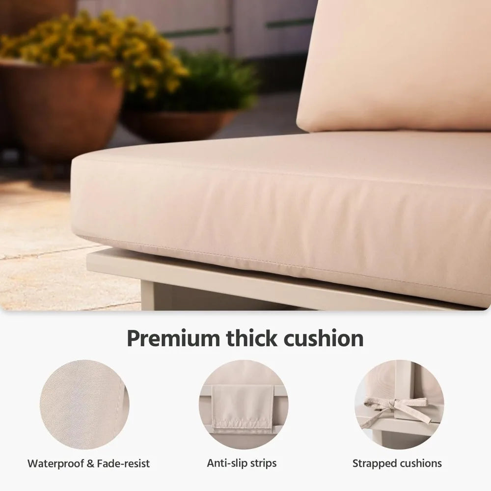 8 Pieces Patio Furniture Set, Outdoor Metal Frame Patio Conversation Sets with Coffee Table & Thick Cushions for Garden, Poolsi
