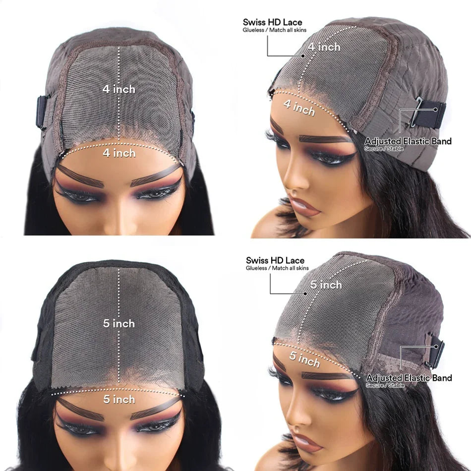 Glueless Wigs Human Hair Ready To Wear Bone Straight Lace Front Wigs Human Hair 4x4 5x5 Pre Cut Hd Lace Closure Wigs For Women