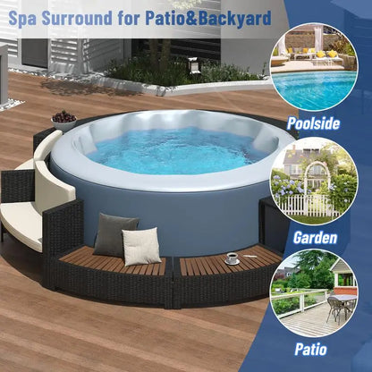 Rattan Sofa Set with Storage, Mini Sofa & Cushions for Patio and Backyard, Beige Color