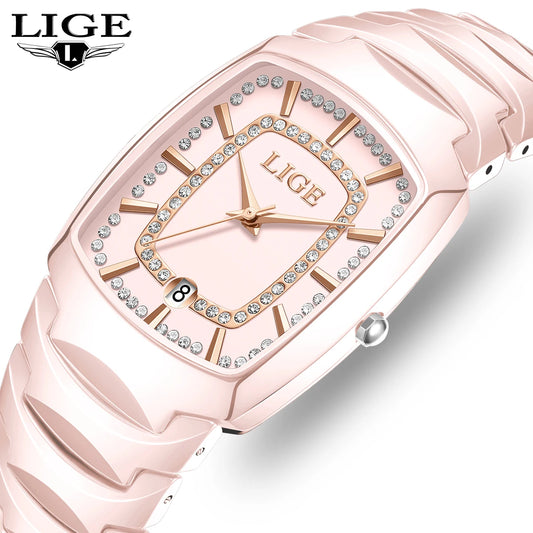 LIGE New Luxury Elegant Watch For Woman Waterproof Stainless Steel Quartz Women's Watches Simple High Quality Ladies Wristwatch