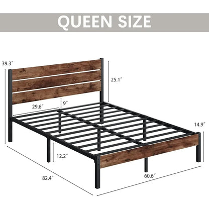Bed Frame with Headboard and Footboard, with Under Bed Storage, All-Metal Support System, No Box Spring Needed, Easy Assembly