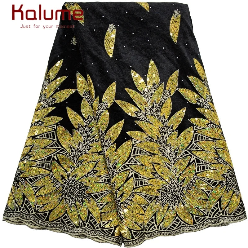 Kalume African Tulle Lace Fabric Sequins 2025 Nigerian Tulle Velvet Lace Fabric Tissue Fabric for Party Sew Cloth F3576