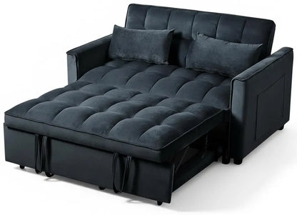 3 in 1 Convertible Sleeper Sofa Bed, Futon Couches for Living Room with Side Pocket | Adjustable Backrest| Velvet, Customized