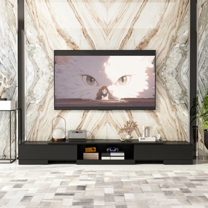 FUFU&GAGA Expandable 94 Inch TV Stand with Storage Credenza, Media Console Cabinet with Wide Desktop for Living Room, Black ﻿