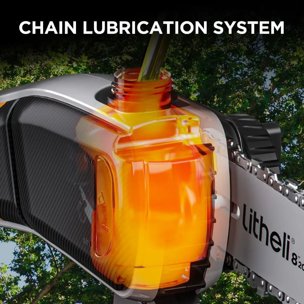 Cordless Pole Saw, 20V 2.5Ah Battery Pole Saws for Tree Trimming, 8-Inch Pole Saw Battery Powered 27.5ft/s Cutting Speed