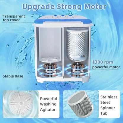 VCJ Portable Washing Machine, Twin Tub Washing Machine Laundry Compact Washer spinner Combo with 14lbs capacity