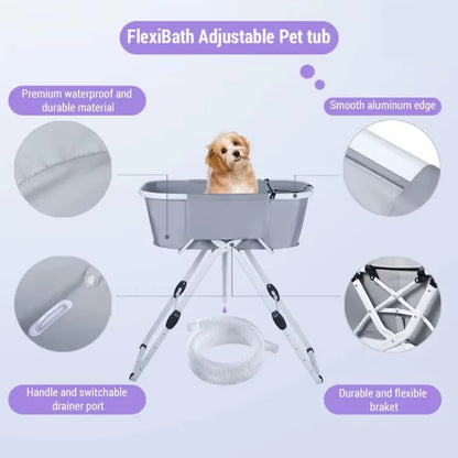 Elevated Dog Bath Tubs for Bath Shower Grooming ,Foldable Pet Dog Bathing Station Adjustable, Ideal For Medium To Large Pets