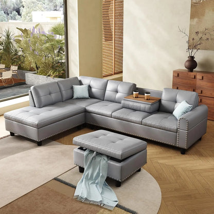 97.5" Oversized Sectional Couch, L Shaped Couchwith Storage Ottoman, Modern Modular Sofa withDeep Seat, Sectional, Customized