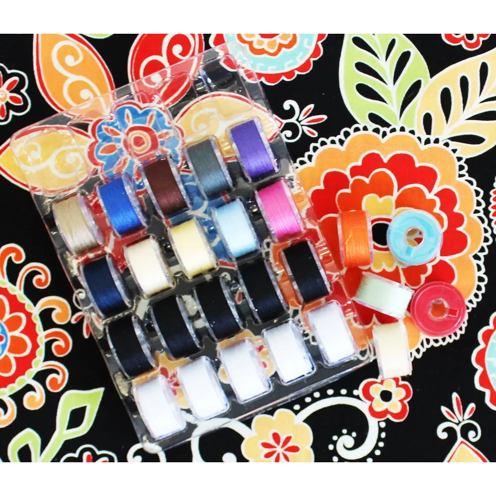 Transparent Sewing Bobbins 25pcs Class 15 Threaded 100% Polyester 50 Yds 45M Reusable for Most Machines